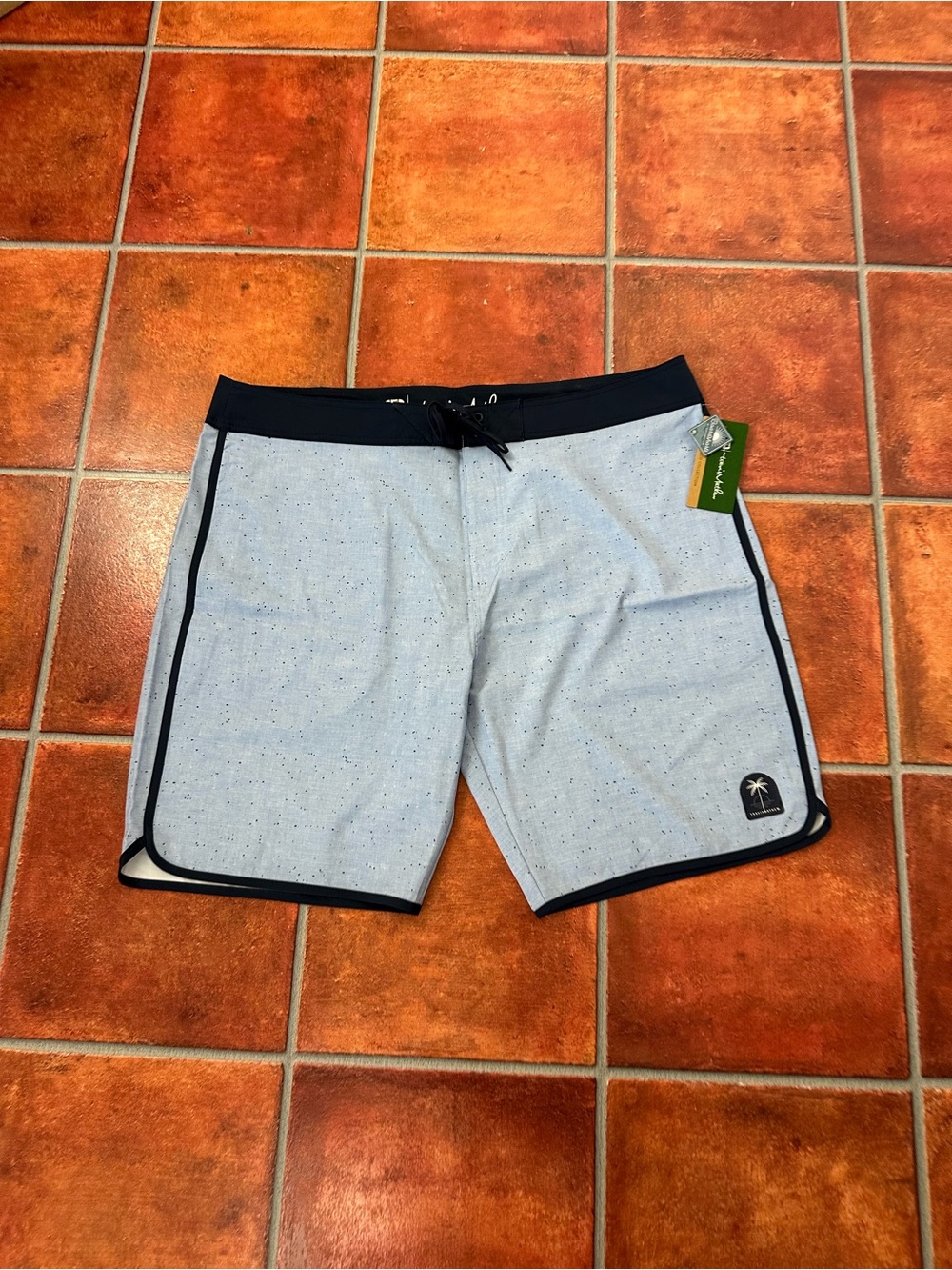 Travis Mathew Light Blue Boardshorts with Navy Trim
